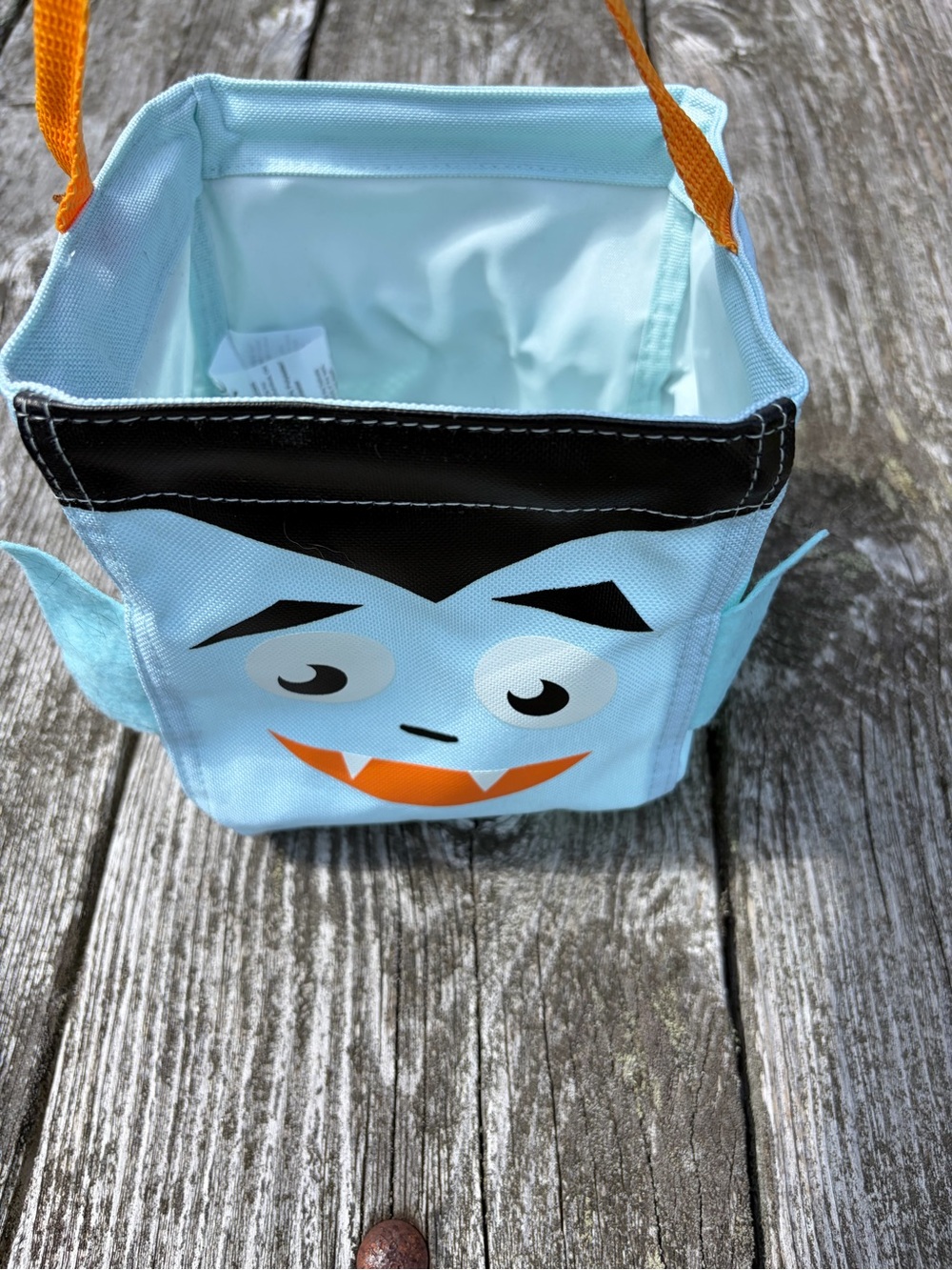 Kids Halloween Trick-or-Treat Bag - Light Blue Vampire Design